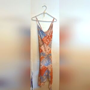 Patch work dress orange brown